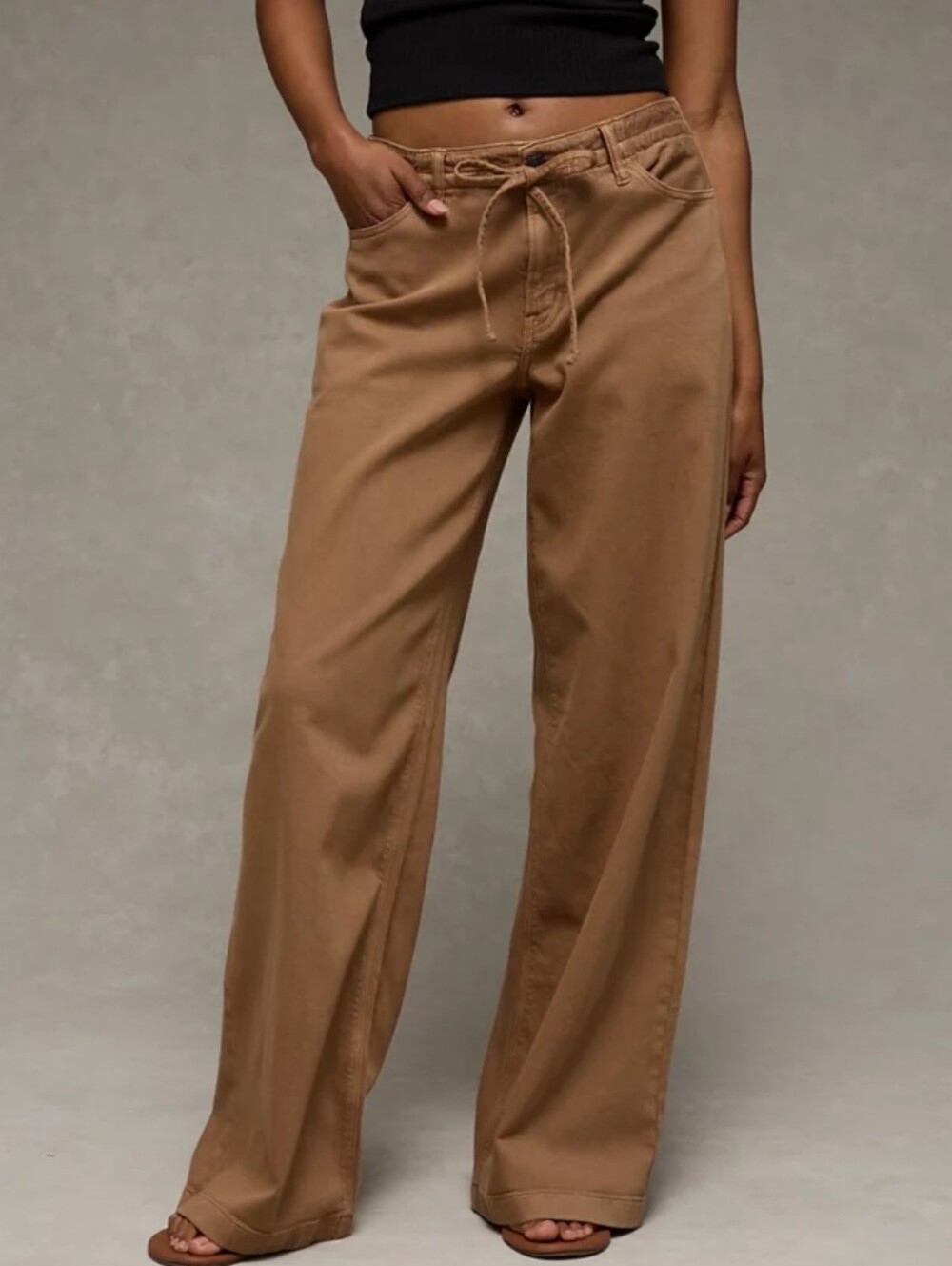 American Eagle Dreamy Drape Stretch Low Rise Ultra Wide Leg Pants - Picture 2 of 11